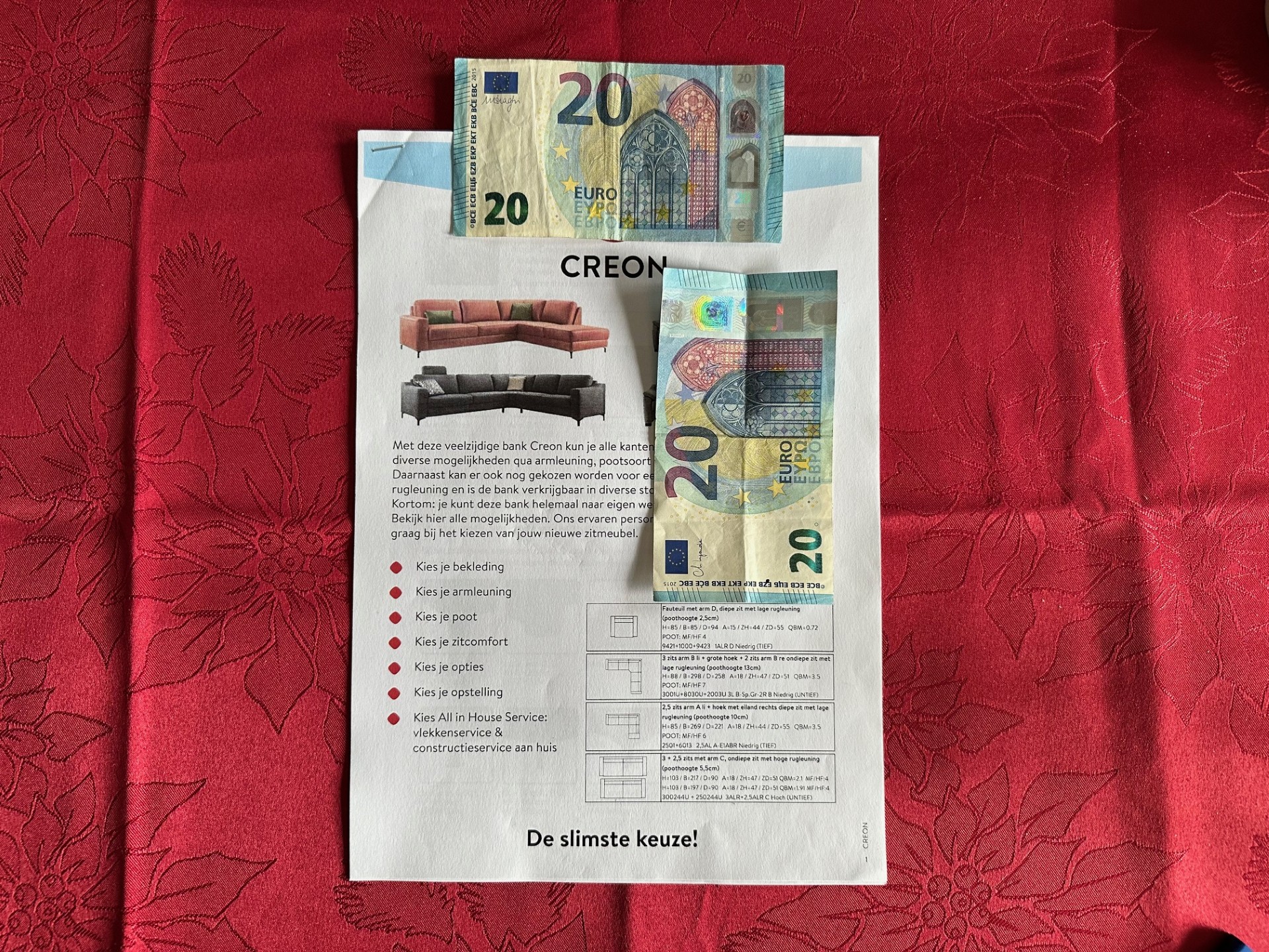 Offerte voor nieuwe bank en hocker